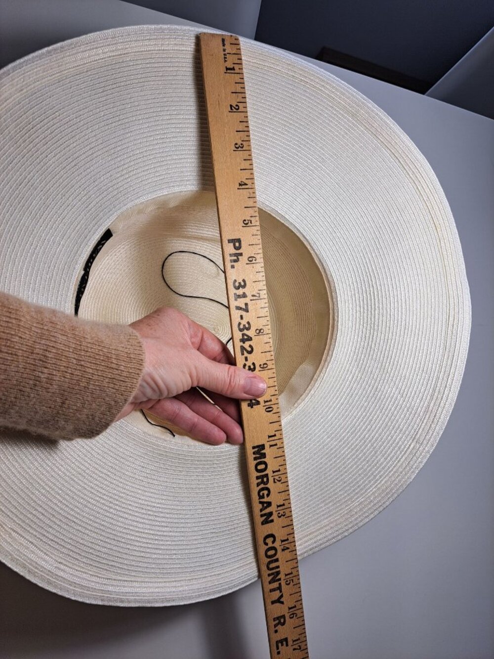 Whittall & Shon Kentucky Derby Hat White Wide-Brim Church Pearl Accents Formal - Picture 6 of 9